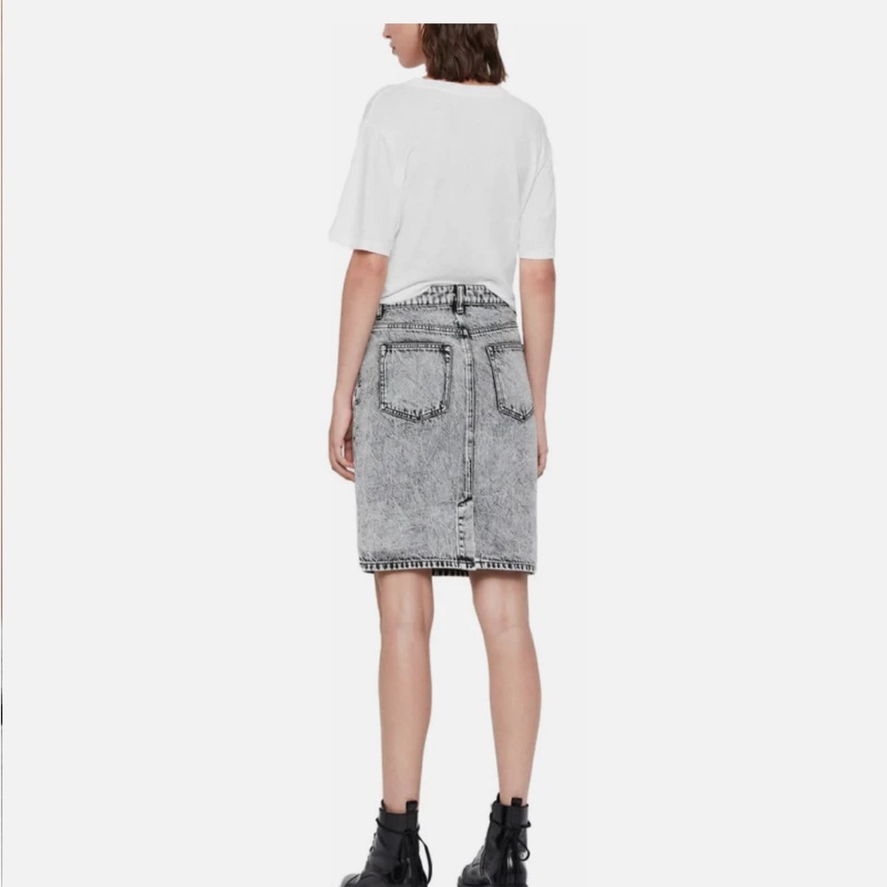 ALLSAINTS Nara Pencil Skirt Denim Jean Black Acid Wash Vintage Inspired 4 2 - Picture 4 of 5
